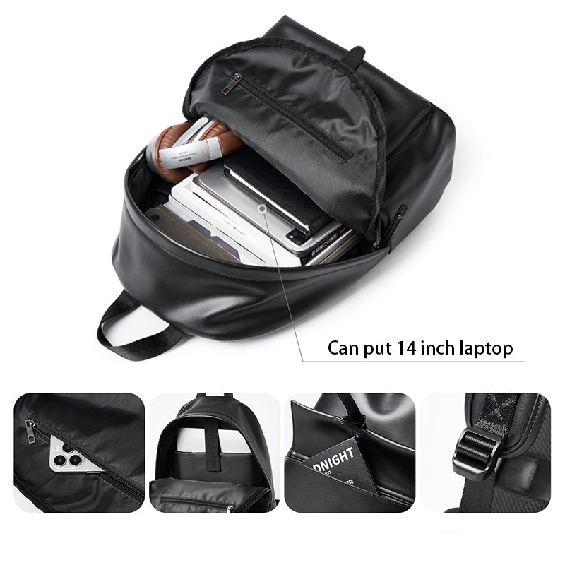MOYYI Good Quality PVC 14 inch Laptop Backpack for Men Anti-Theft Waterproof Men'd Backpacks Travel School Bags Outdoor