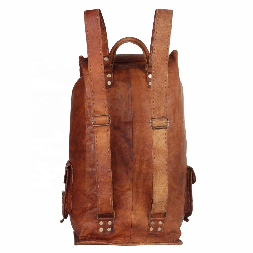 DIOS Leather Canvas Backpack Large School Bag Travel Rucksack..
