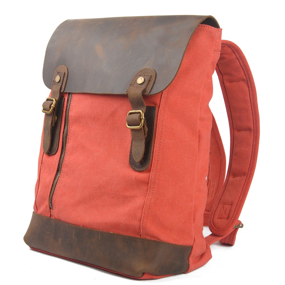 Wholesale boy school bag waterproof vintage canvas laptop leather backpack