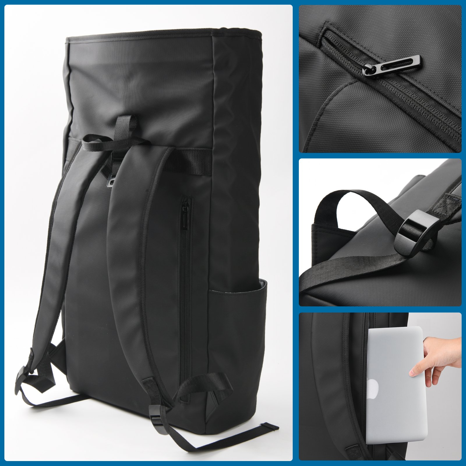2024 New YC Travel Tuck pack Expandable Roll Top Backpack College Bag rolltop Laptop Resistant Carry Backpack men Casual Daypack