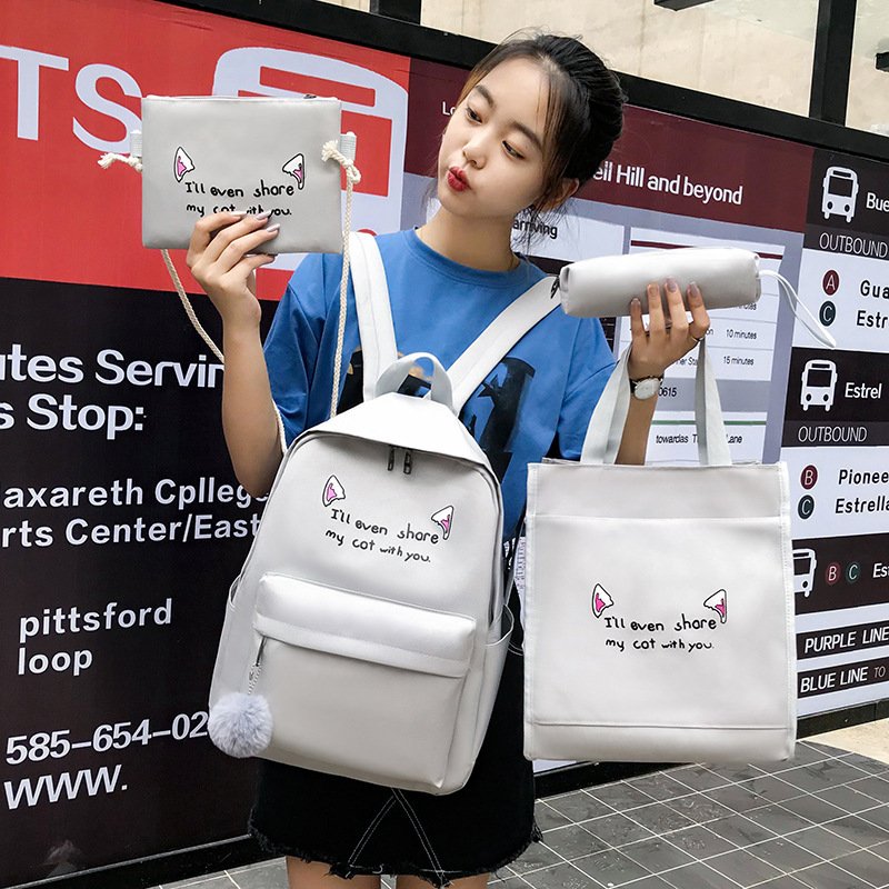 OEM Customizable 4 pcs New Cartoon Cute Water Resistant Teenager Children Laptop School Backpack Bag