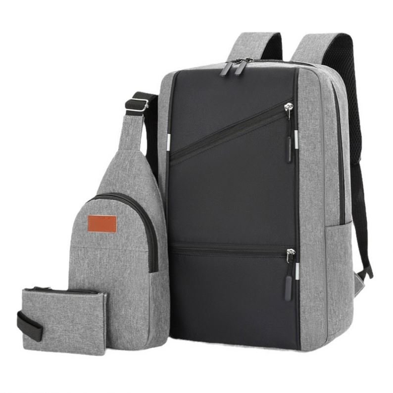 3 in 1 Laptop Backpacks Computer Waterproof Large Capacity 3 Pcs Set for Men Travel Outdoor Bags Office Polyester