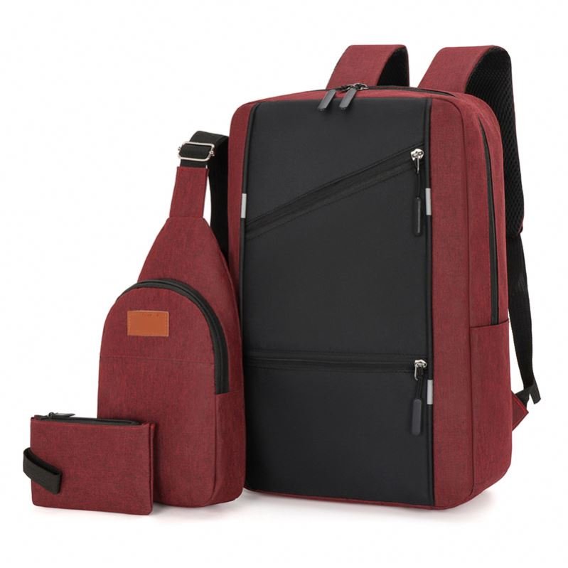 3 in 1 Laptop Backpacks Computer Waterproof Large Capacity 3 Pcs Set for Men Travel Outdoor Bags Office Polyester
