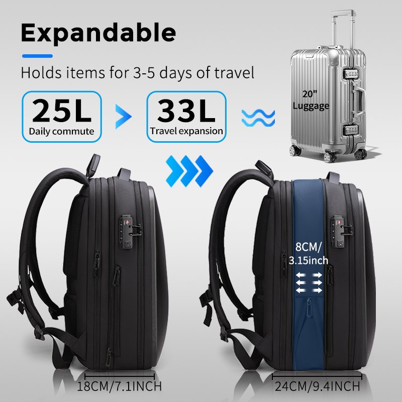 Men's backpack Backpack Business trip laptop backpack computer bag 16 "TSA Customs lock anti-theft waterproof leisure street