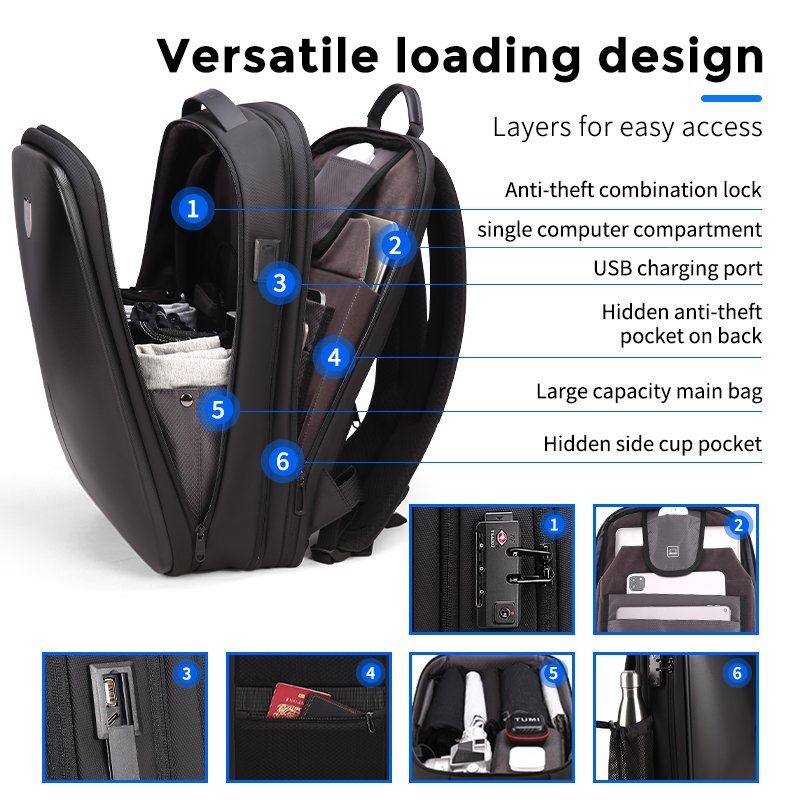 Men's backpack Backpack Business trip laptop backpack computer bag 16 "TSA Customs lock anti-theft waterproof leisure street