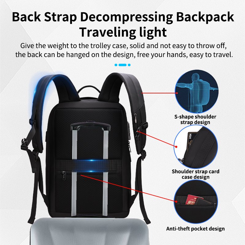Men's backpack Backpack Business trip laptop backpack computer bag 16 "TSA Customs lock anti-theft waterproof leisure street