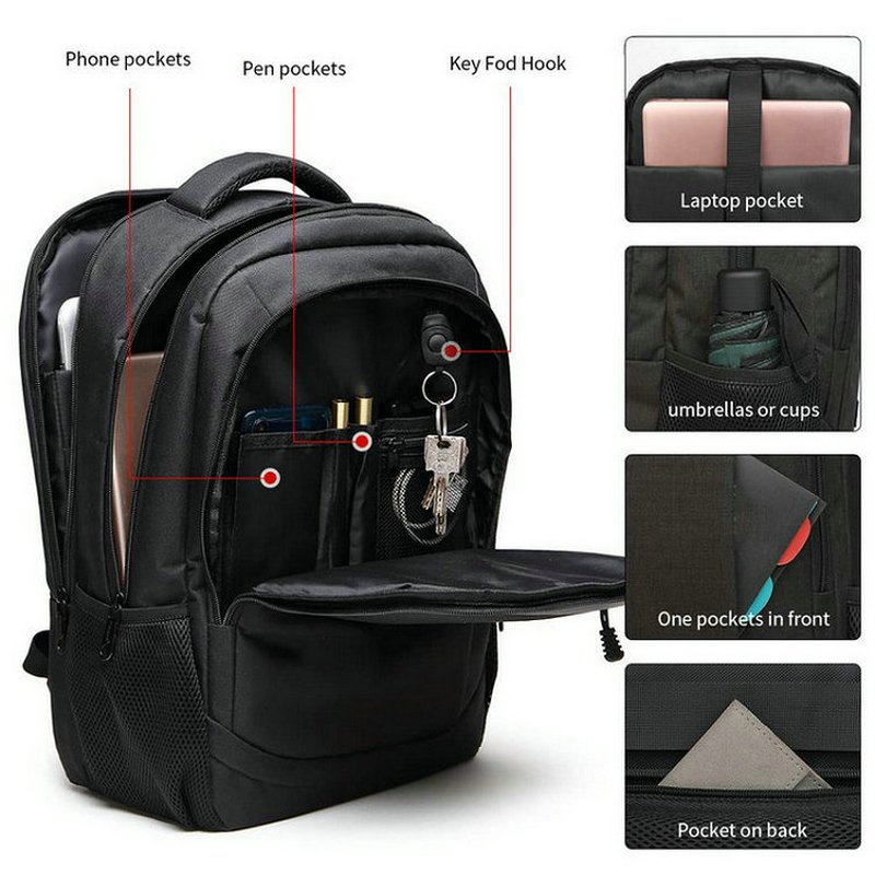 Bulk Customized Water-resistant Anti-theft Backpacks for School with USB Charging Port Ideal for Carrying Computers and Books
