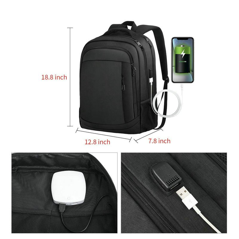 Bulk Customized Water-resistant Anti-theft Backpacks for School with USB Charging Port Ideal for Carrying Computers and Books
