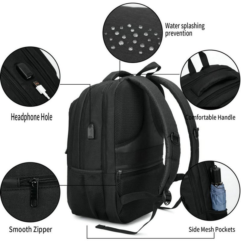 Bulk Customized Water-resistant Anti-theft Backpacks for School with USB Charging Port Ideal for Carrying Computers and Books
