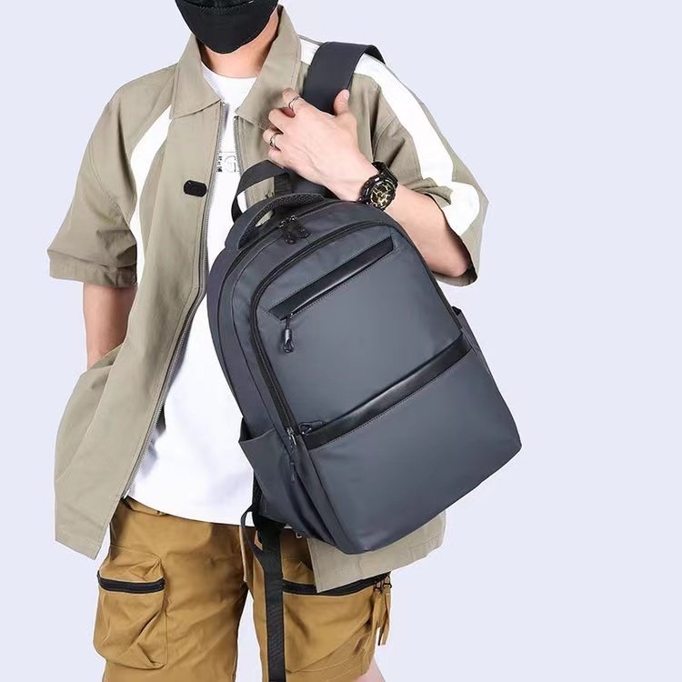 Customized Large Capacity Multifunctional Black Waterproof Laptop Backpack USB Smart Stylish Made PU Zipper Polyester Softback