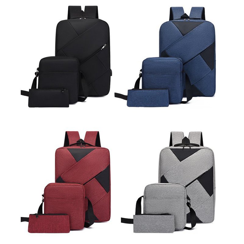 Custom Logo 3 pcs in 1 back to school schoolbag backpack for boy girl adult new USB charging bookbag laptop backpack set