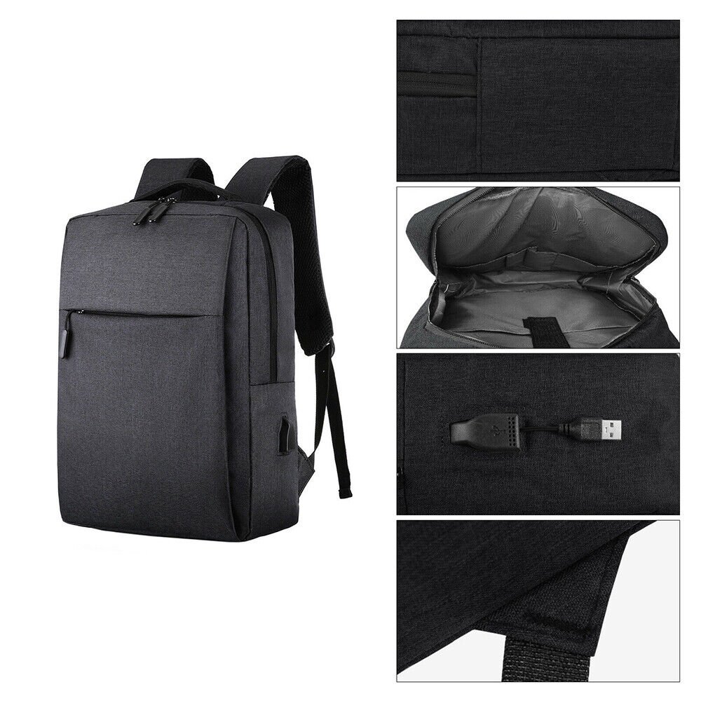 Simple backpack USB charging men's computer bag Large capacity casual business laptop backpack