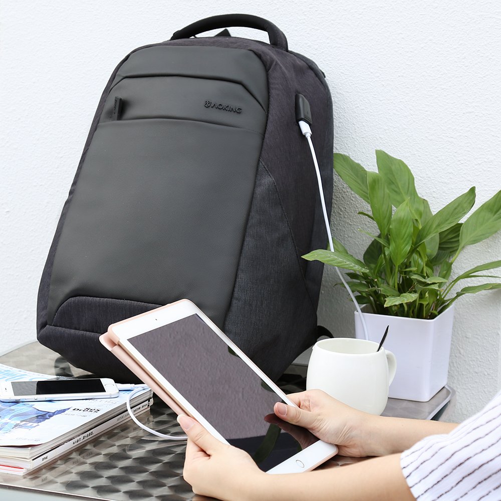 Aoking custom logo travel laptop backpack water resistant anti-theft bag usb charging bag unisex laptop backpack with Usb