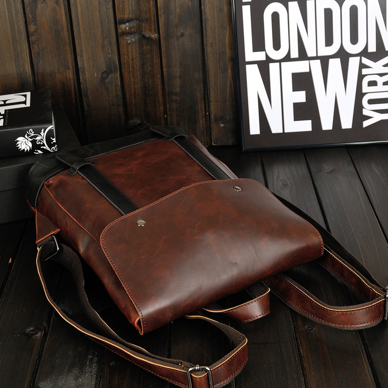 Men Crazy Horse Pu Leather Backpack For Men Laptop Leather Backpack