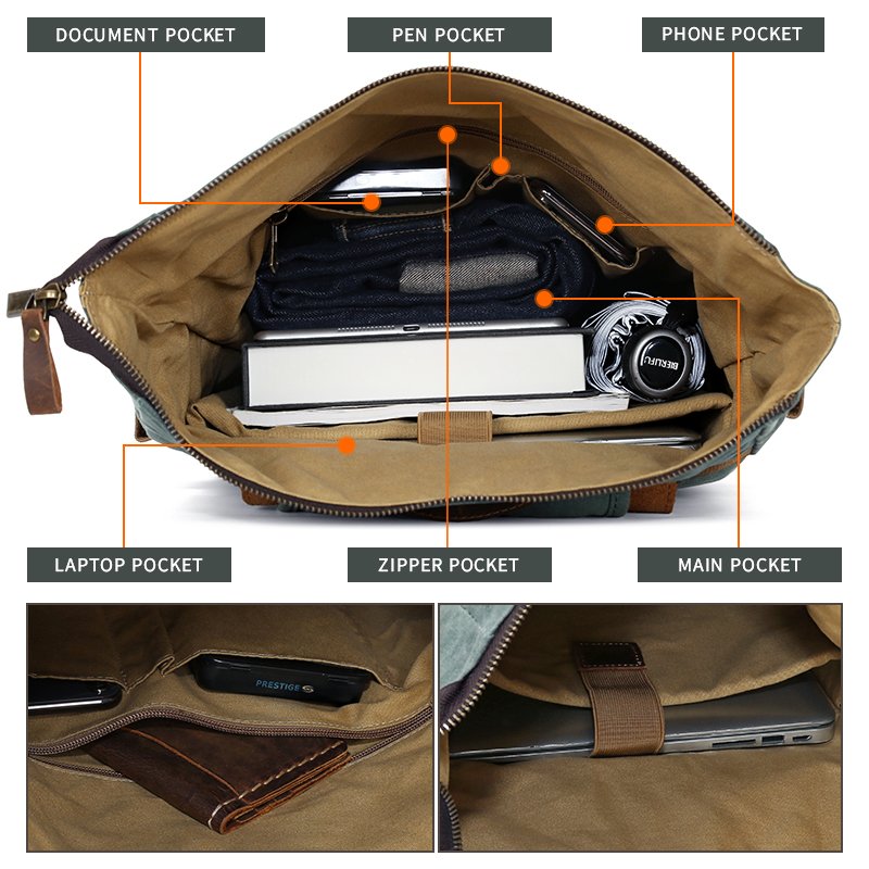 Custom Logo Vintage Large Capacity Camping Hiking Outdoor Travel Laptop Waxed Canvas Rucksack Backpack Bag For Men