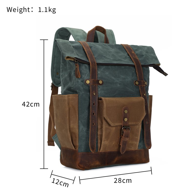 Custom Logo Vintage Large Capacity Camping Hiking Outdoor Travel Laptop Waxed Canvas Rucksack Backpack Bag For Men