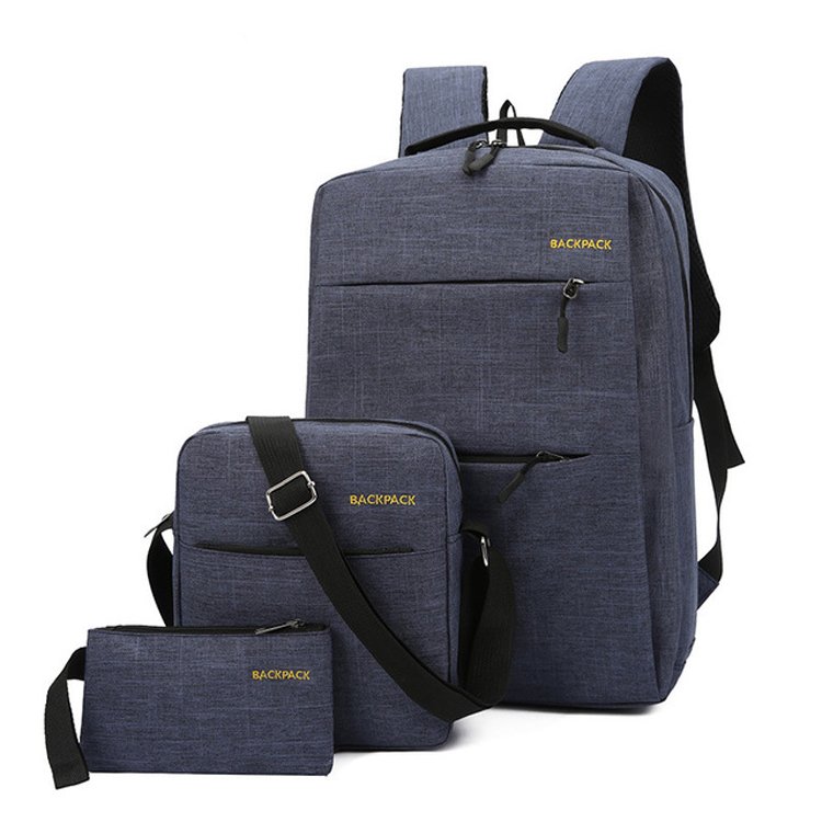 Pack Laptop Backpack Bags Polyester OEM Unisex Oxford Plain Waterproof Business Computer Bag Laptop Case Fashion 2019 Set 3 Pcs