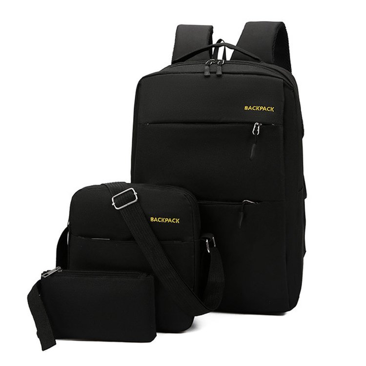 Pack Laptop Backpack Bags Polyester OEM Unisex Oxford Plain Waterproof Business Computer Bag Laptop Case Fashion 2019 Set 3 Pcs