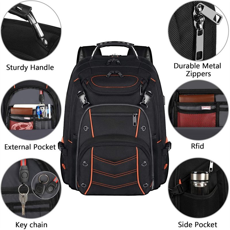 Custom business travel laptop backpack 18.4 inch high quality outdoor waterproof nylon backpacks
