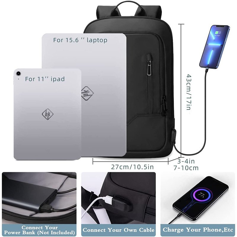 laptop backpacks business travel backpack with USB Charging port, Durable Lightweight Water resistant Backpack