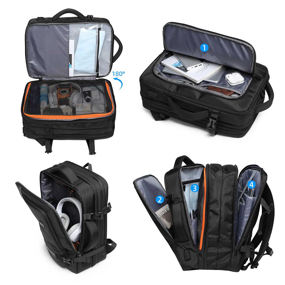 Travel backpack large capacity Expandable business USB Charging anti theft smart business laptop Backpack