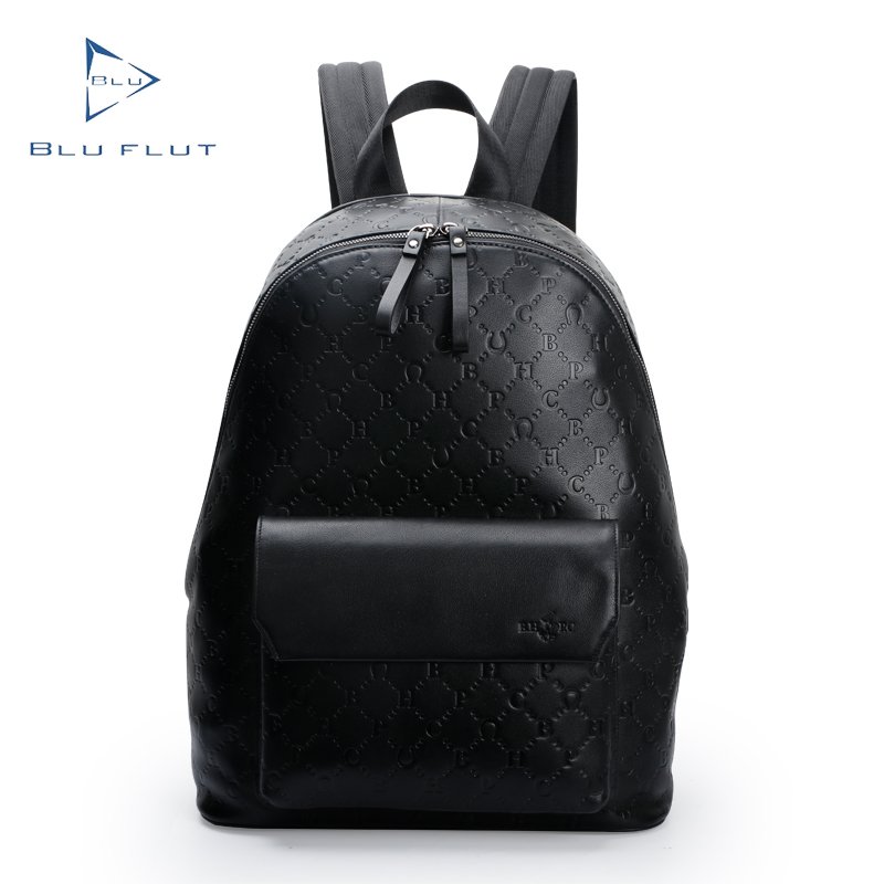 Blu Flut new fashion full grain leather laptop backpack customized embossed logo wholesale designer travel backpack