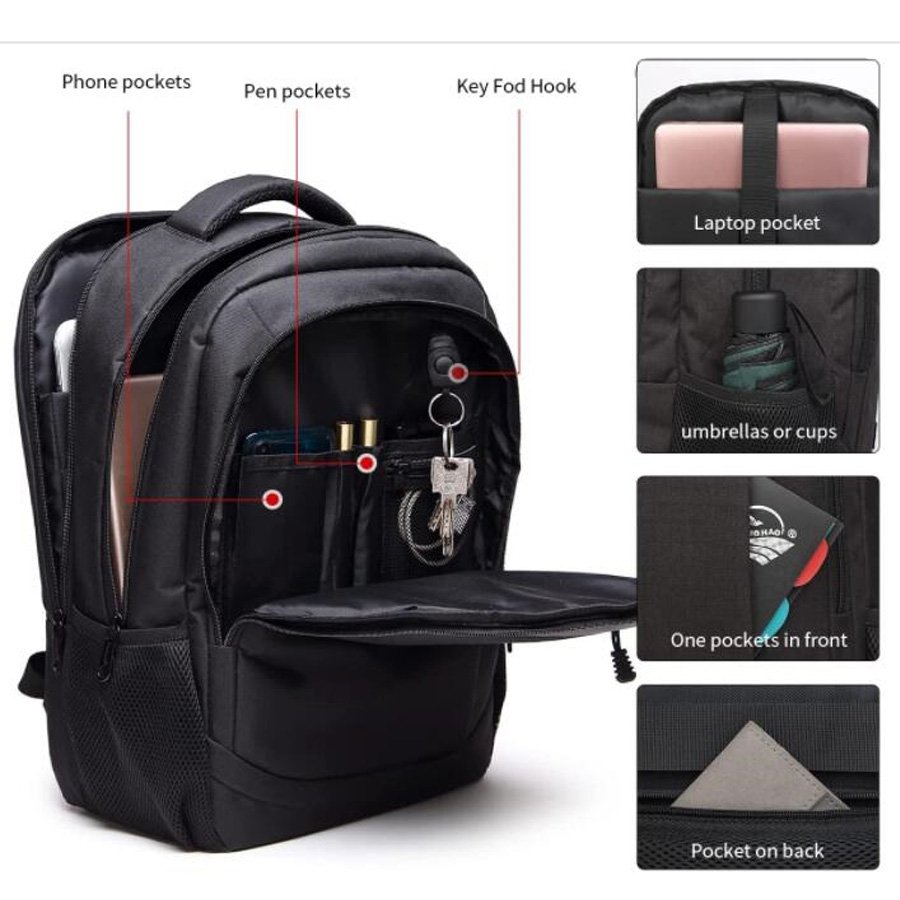 New Business Durable Laptop Backpack with USB Charging Port for Men Women