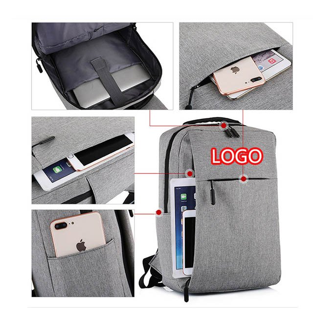 BSCI custom black nylon laptop backpacks custom logo USB laptop bag other backpack for laptop usb charging backpack waterproof
