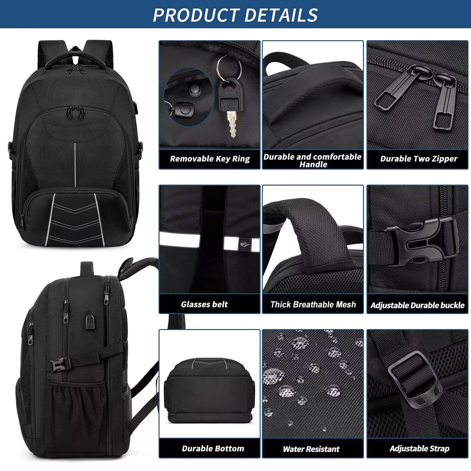 Large Capacity Anti Theft Backpack Fashion Smart USB Charging Storage Lightweight Waterproof Business Laptop Backpack