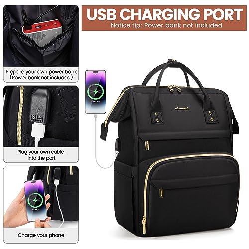 Laptop Backpack Women15.6 Inch Womens Work Backpack Waterproof Anti-theft Travel Back Pack with USB Charging Port