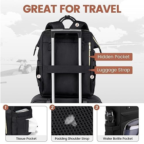 Laptop Backpack Women15.6 Inch Womens Work Backpack Waterproof Anti-theft Travel Back Pack with USB Charging Port