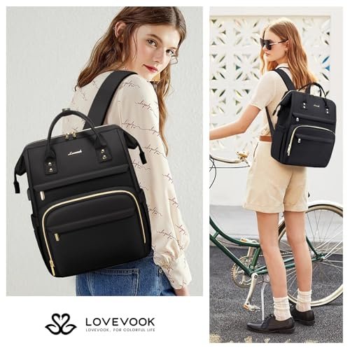 Laptop Backpack Women15.6 Inch Womens Work Backpack Waterproof Anti-theft Travel Back Pack with USB Charging Port