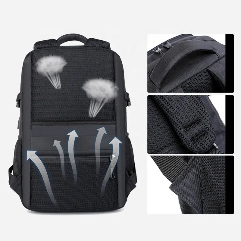 Factory 15.6 Inch Custom Logo Luxury Waterproof Oxford Pu Black Material Business Men Day Pack Bag Travel Laptop Backpack