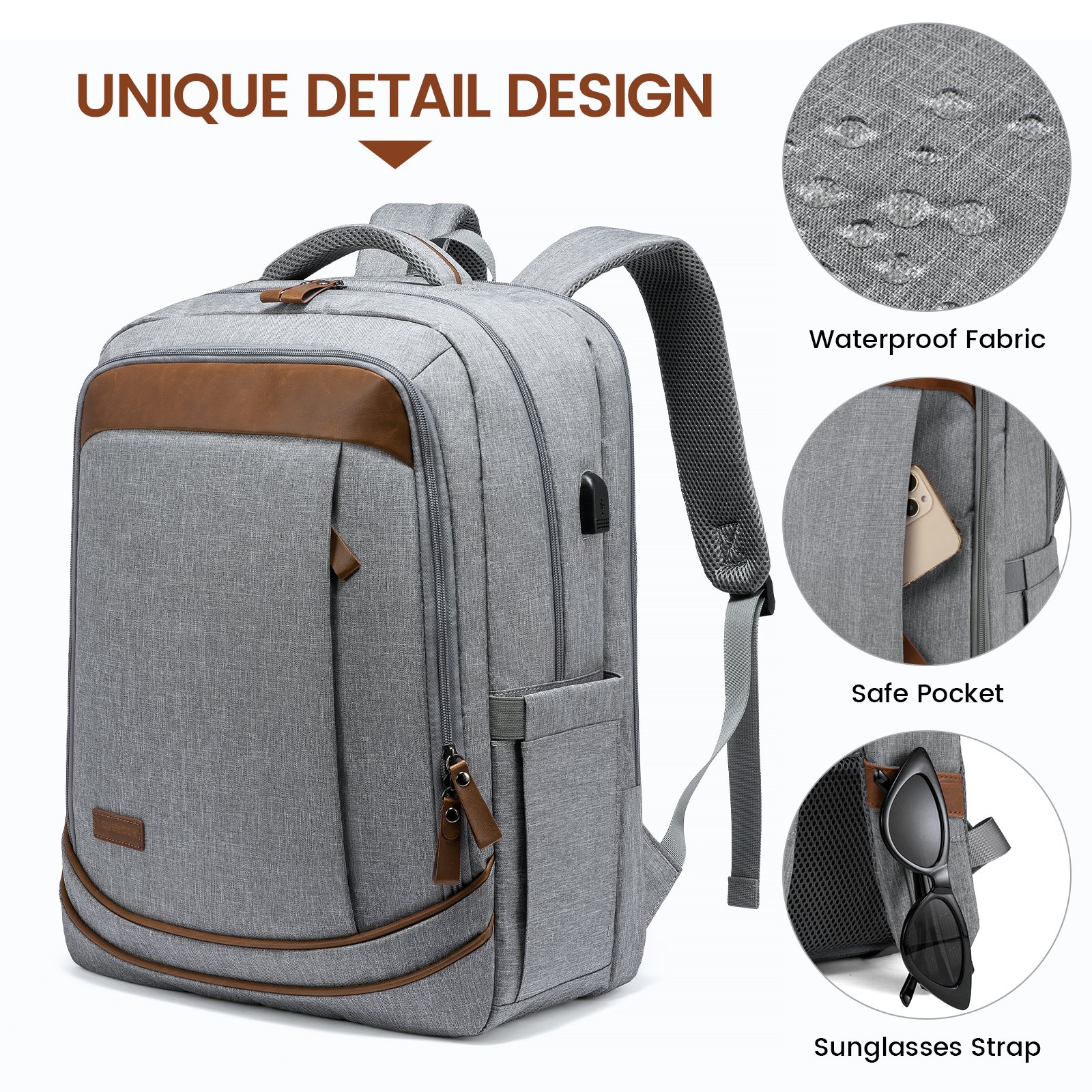 LOVEVOOK 2023 New Design Travel Big Capacity Laptop Backpack Bags With USB Charging Port 17inch Business Backpacks for Men Women