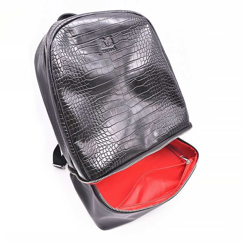 Factory Custom Crocodile Leather Back Pack Multi Functional Waterproof Business Laptop Backpack Bag For Men