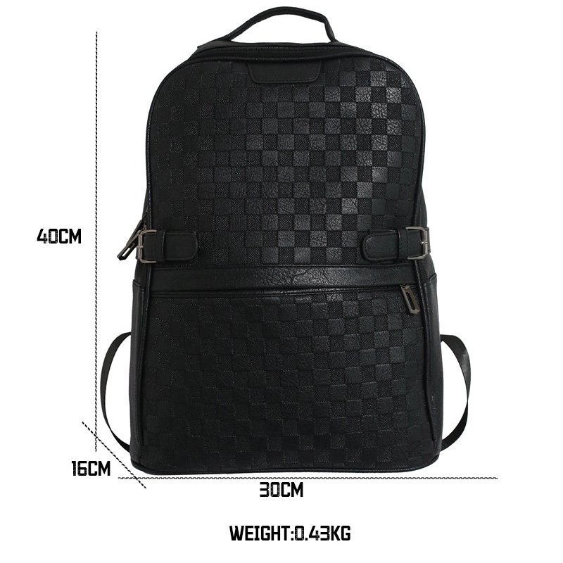 Factory 15.6 Inch Custom Logo Waterproof Oxford Leather Material Plaid Business Men Day Pack Bag Travel Laptop Backpack