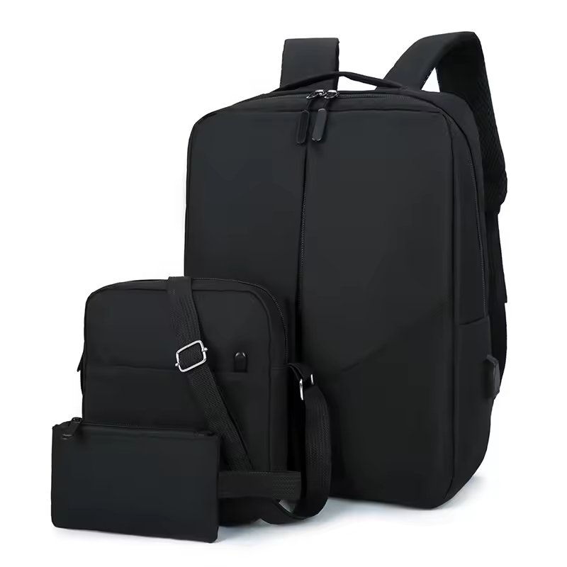 Factory USB 3-pieces set large capacity student school bags fashion trend sports travel bag men multi-function Laptop Backpack