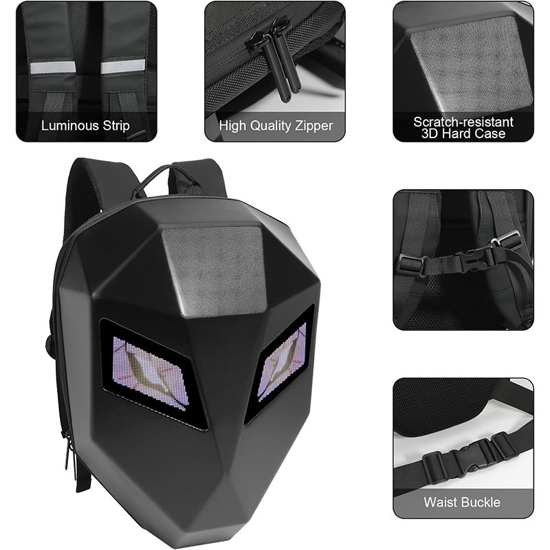 Waterproof Bluetooth Smart Laptop Backpack LED Dynamic Knight Backpack hard shell motorcycle led eye backpack with led lights