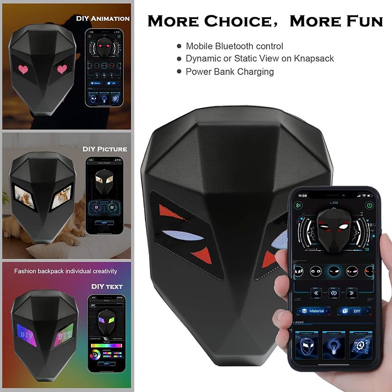 Waterproof Bluetooth Smart Laptop Backpack LED Dynamic Knight Backpack hard shell motorcycle led eye backpack with led lights