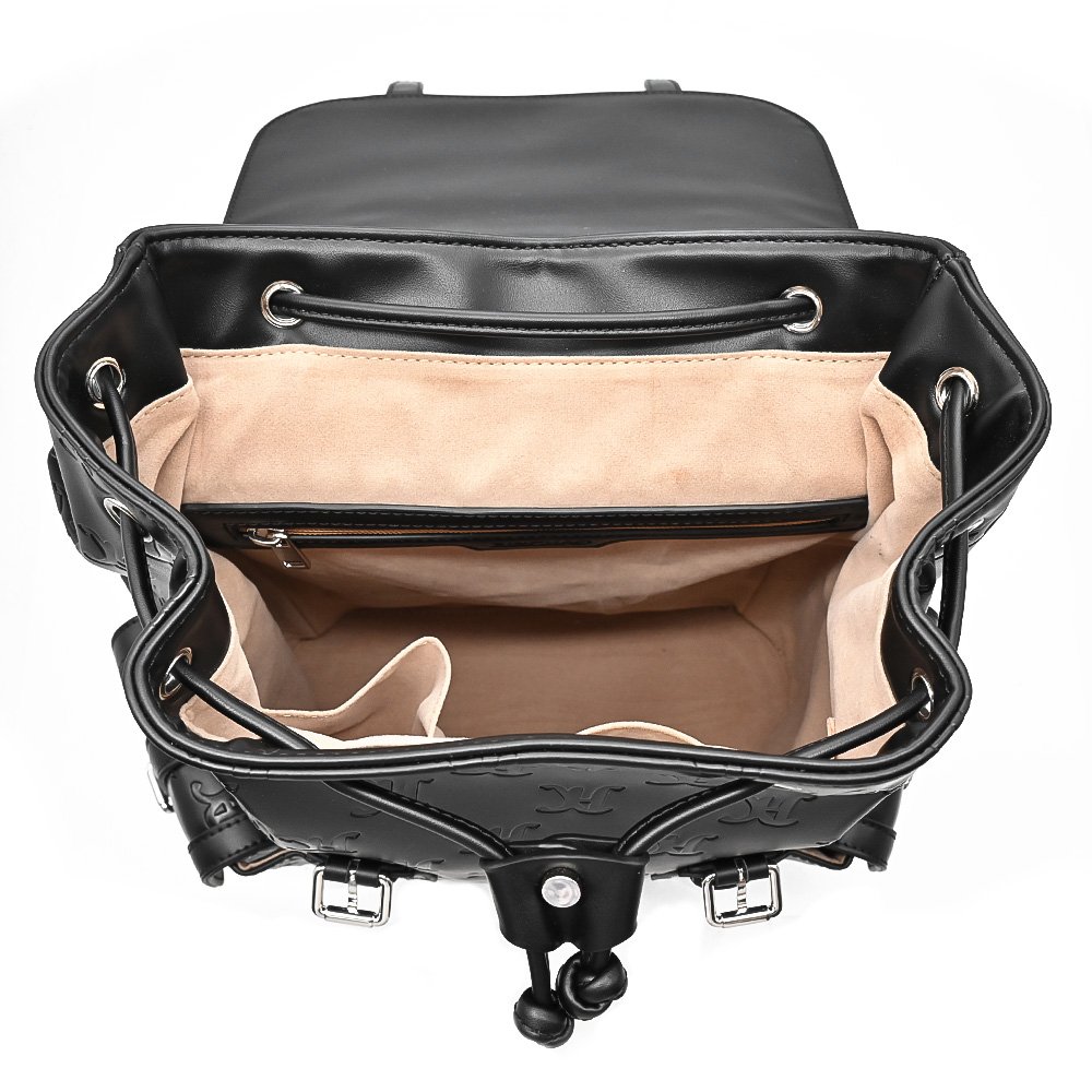 custom your logo fashion black vegan PU faux leather business work laptop travel men's leather backpacks