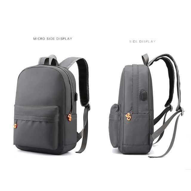 BSCI custom logo Stylish black nylon laptop backpacks school bags with usb daily life laptop school student backpack bag