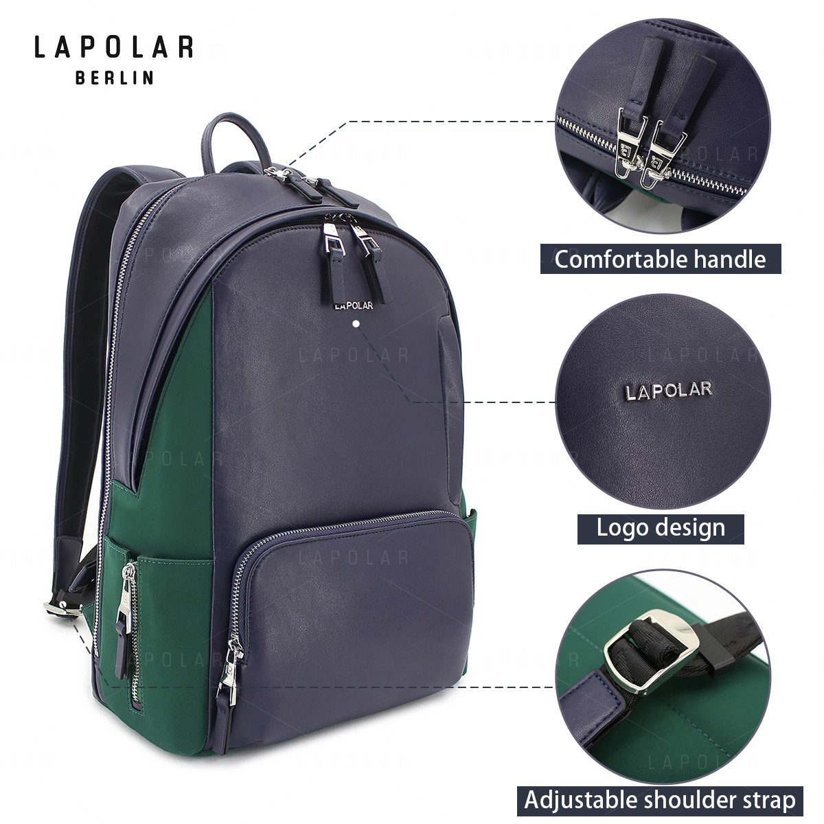 LAPOLAR customized large capacity men fashion backpack 15.6inch high quality student school bags laptop backpack
