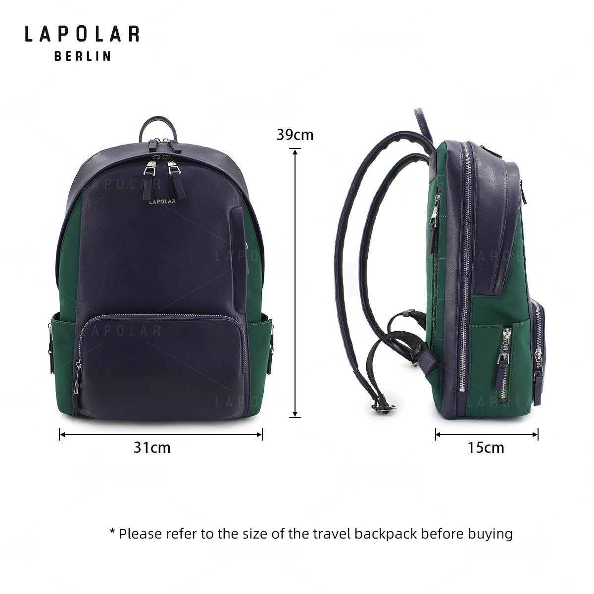 LAPOLAR customized large capacity men fashion backpack 15.6inch high quality student school bags laptop backpack