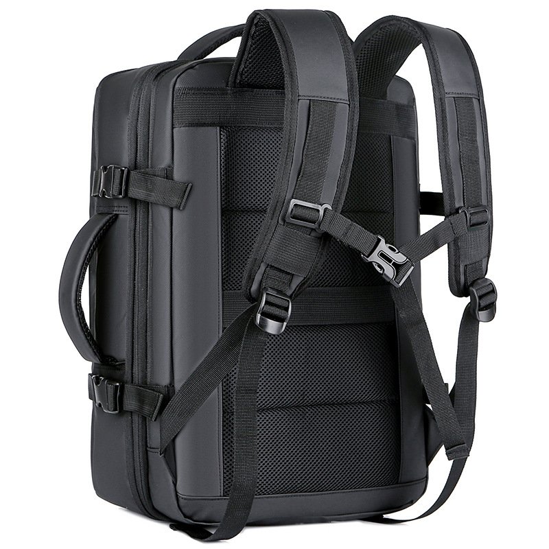 Fashion Expandable Back Pack Travel Rucksack Carry on Laptop Backpacks Bag Suitcase for Men Black Waterproof Bag Polyester BSCI