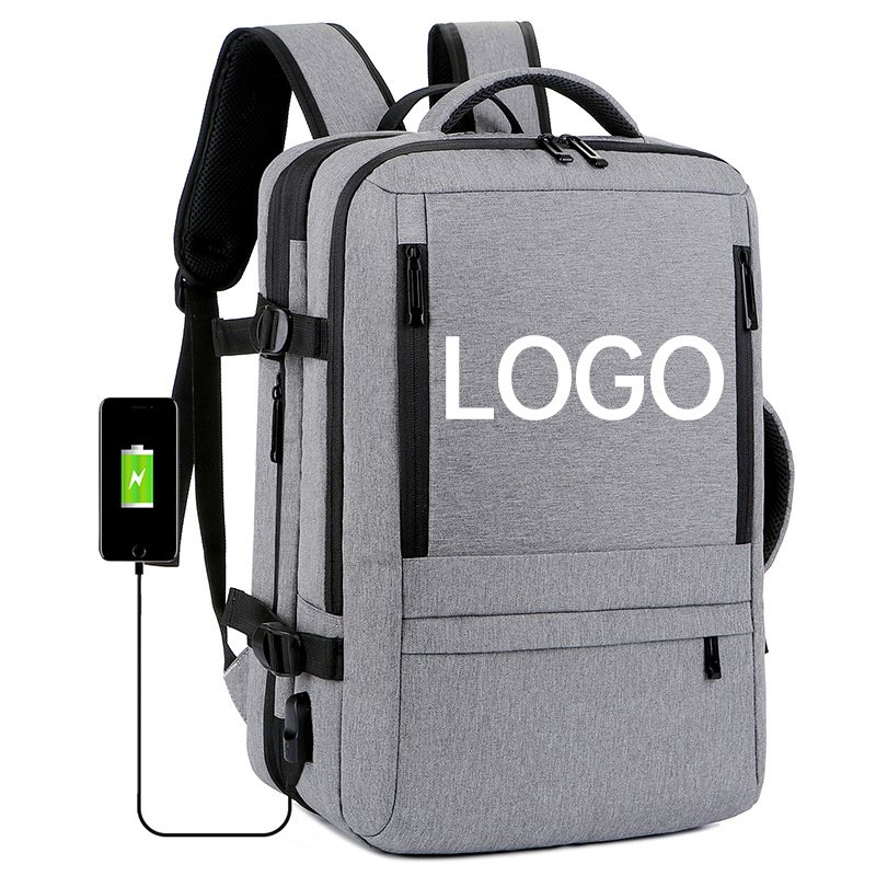 Fashion Expandable Back Pack Travel Rucksack Carry on Laptop Backpacks Bag Suitcase for Men Black Waterproof Bag Polyester BSCI