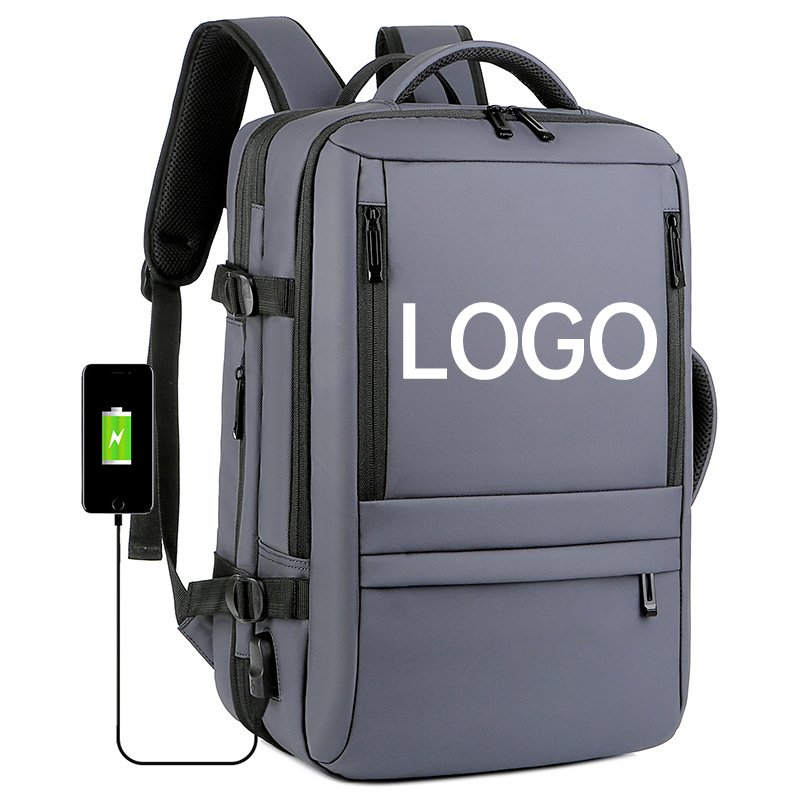 Fashion Expandable Back Pack Travel Rucksack Carry on Laptop Backpacks Bag Suitcase for Men Black Waterproof Bag Polyester BSCI