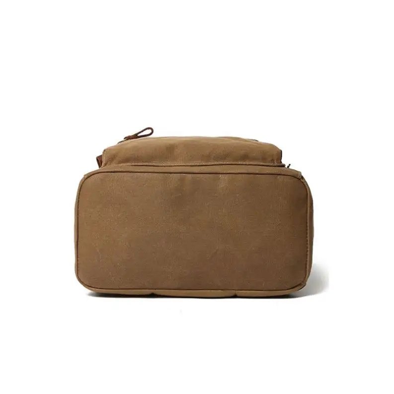 Multifunctional Waterproof Waxed Canvas Cotton Crazy Horse Leather Rucksack Travel Backpack Vintage Customized Oem Unisex Zipper