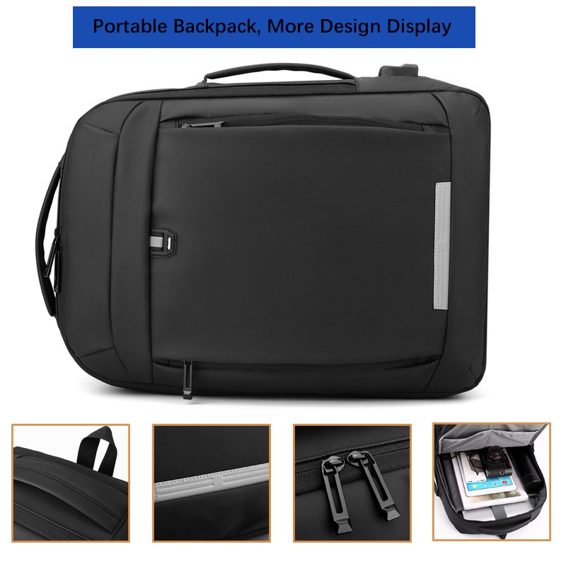 Custom logo Waterproof Nylon Men's Computer school bag back pack Expandable Reflective College usb Travel laptop backpack
