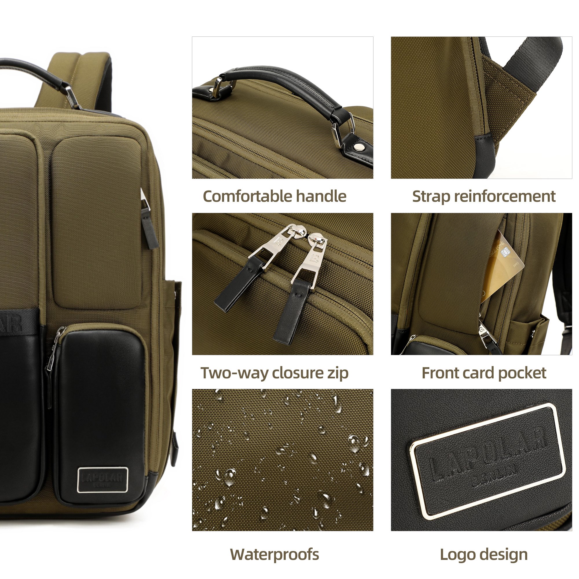 LAPOLAR New Travel Laptop Backpack for 15.6 Inch, Outdoor Carry on Backpack Vintage Business Weekender Luggage