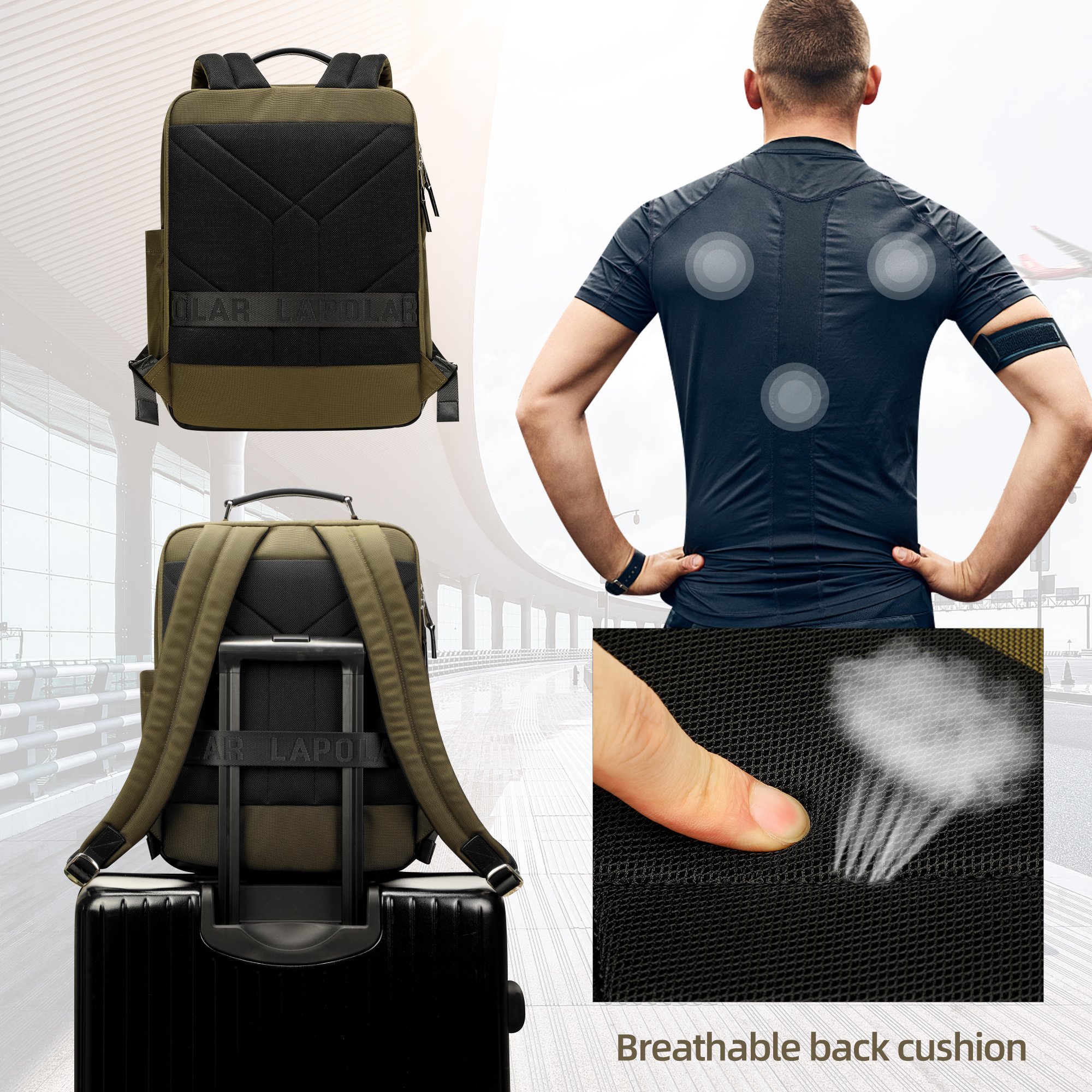 LAPOLAR New Travel Laptop Backpack for 15.6 Inch, Outdoor Carry on Backpack Vintage Business Weekender Luggage
